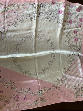100% Silk Bandana scarf 53*53cms white floral
